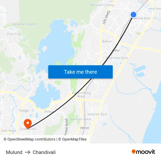 Mulund to Chandivali map