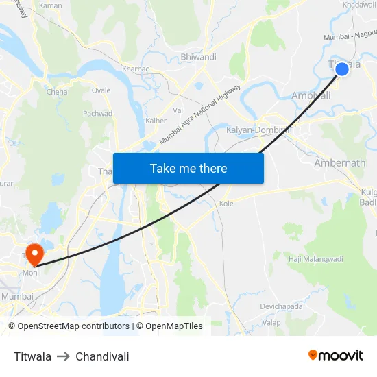 Titwala to Chandivali map