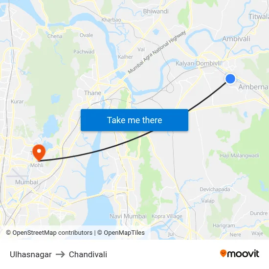 Ulhasnagar to Chandivali map