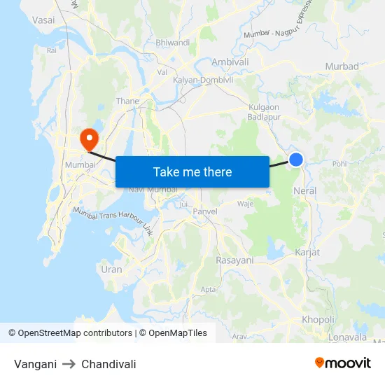 Vangani to Chandivali map