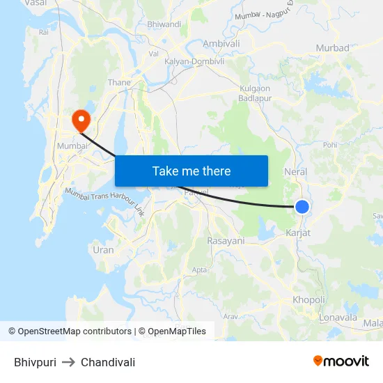 Bhivpuri to Chandivali map