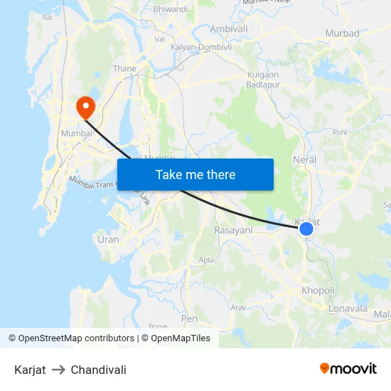 Karjat to Chandivali map