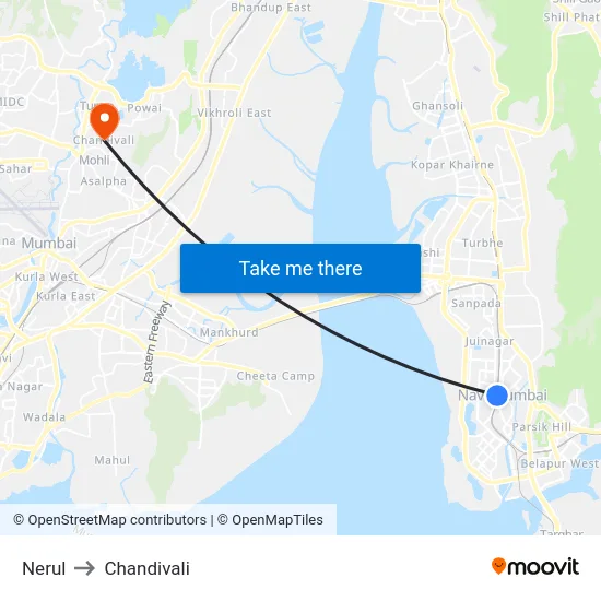 Nerul to Chandivali map