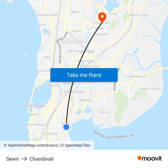 Sewri to Chandivali map