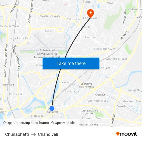 Chunabhatti to Chandivali map