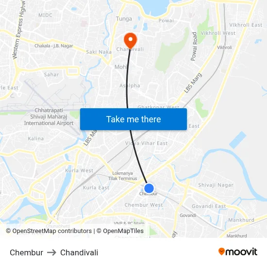 Chembur to Chandivali map
