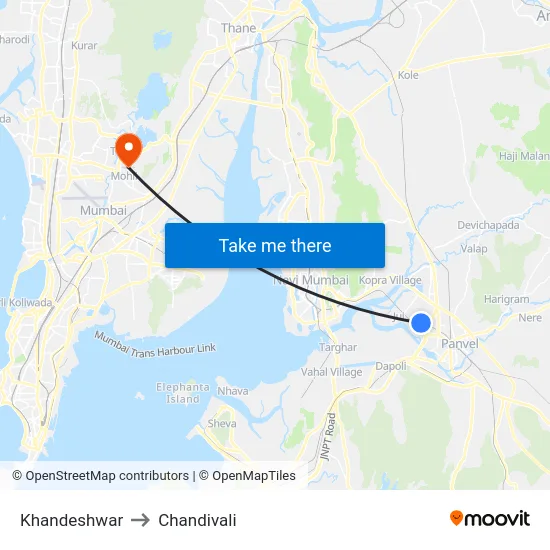 Khandeshwar to Chandivali map
