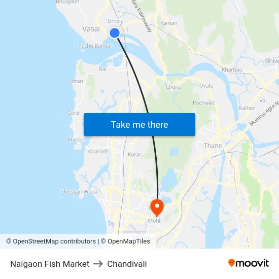 Naigaon Fish Market to Chandivali map