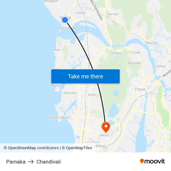 Parnaka to Chandivali map