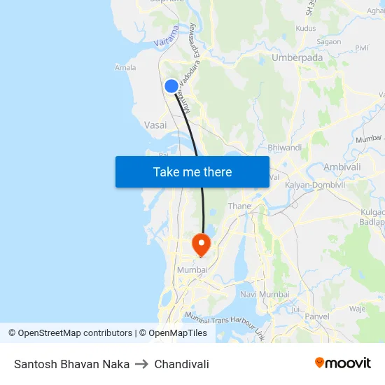 Santosh Bhavan Naka to Chandivali map