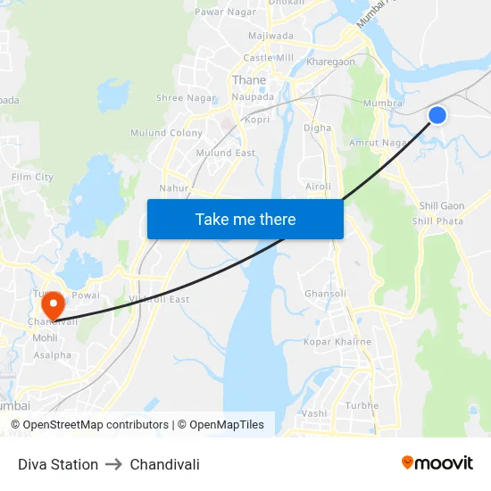 Diva Station to Chandivali map