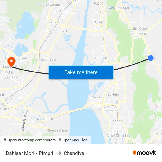 Dahisar Mori / Pimpri to Chandivali map
