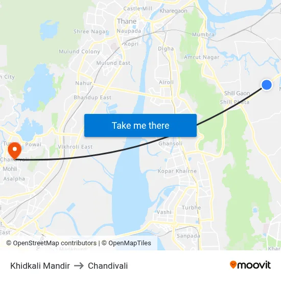 Khidkali Mandir to Chandivali map