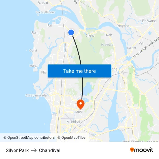 Silver Park to Chandivali map