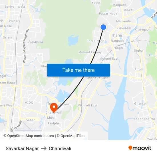 Savarkar Nagar to Chandivali map