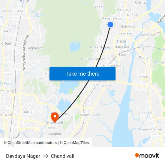 Devdaya Nagar to Chandivali map