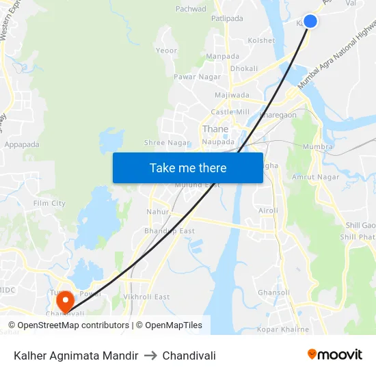 Kalher Agnimata Mandir to Chandivali map
