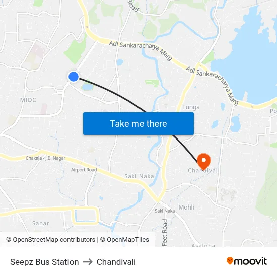 Seepz Bus Station to Chandivali map