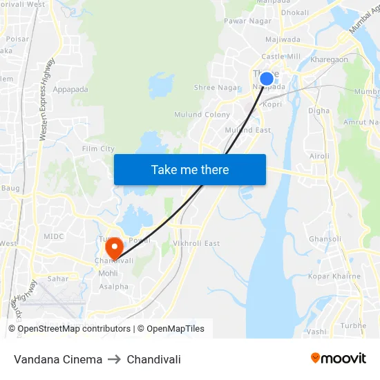 Vandana Cinema to Chandivali map