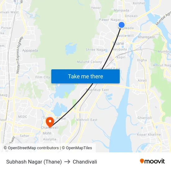 Subhash Nagar (Thane) to Chandivali map