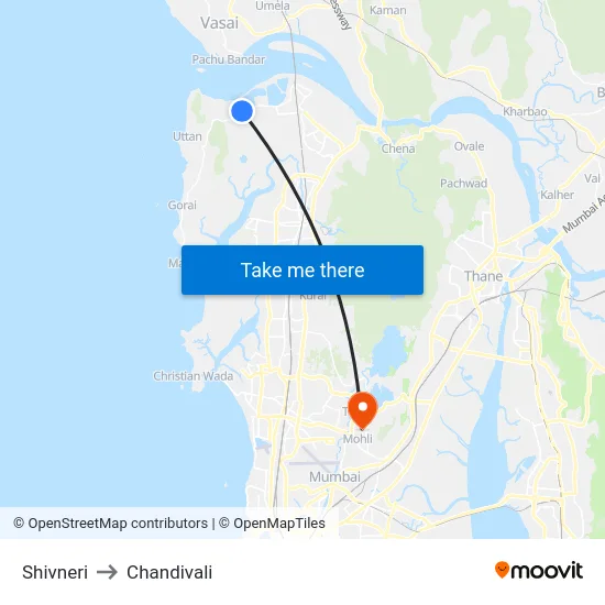 Shivneri to Chandivali map