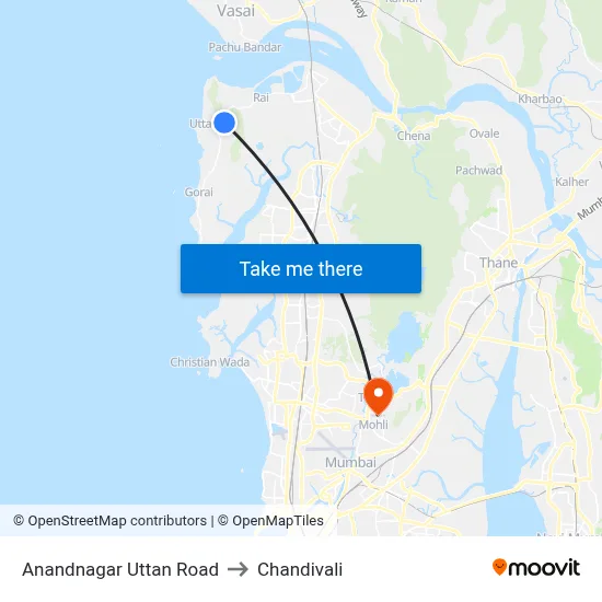 Anandnagar Uttan Road to Chandivali map