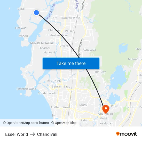 Essel World to Chandivali map