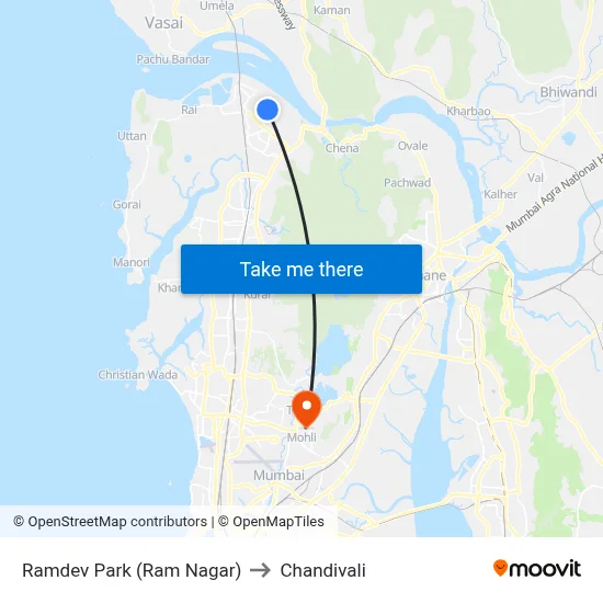 Ramdev Park (Ram Nagar) to Chandivali map