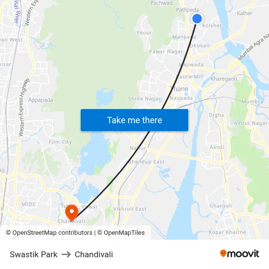 Swastik Park to Chandivali map