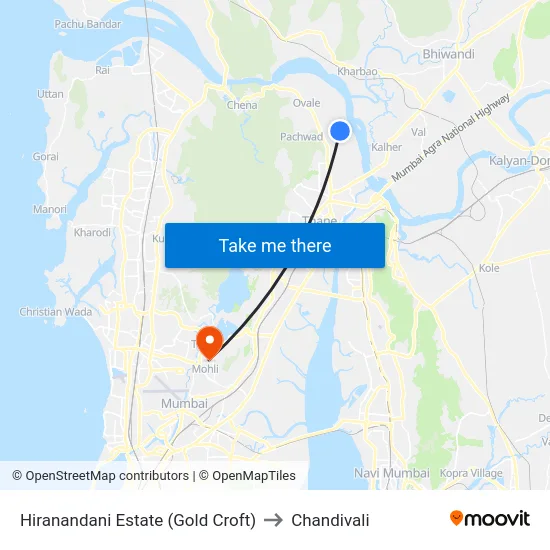Hiranandani Estate (Gold Croft) to Chandivali map