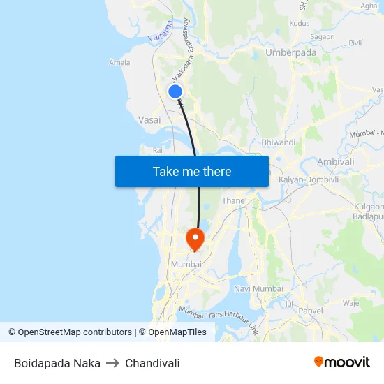 Boidapada Naka to Chandivali map