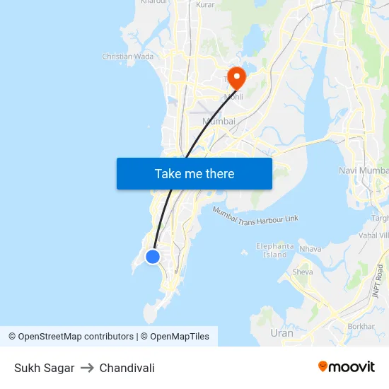 Sukh Sagar to Chandivali map