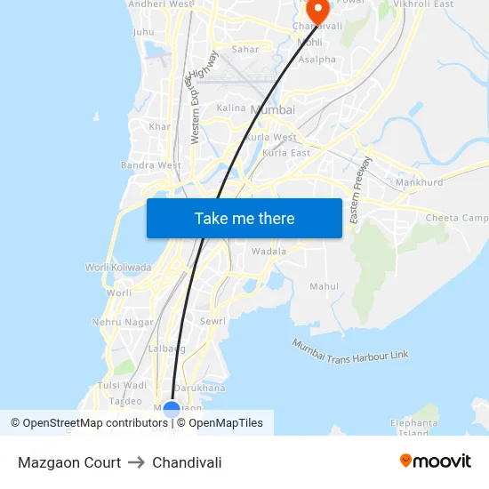 Mazgaon Court to Chandivali map