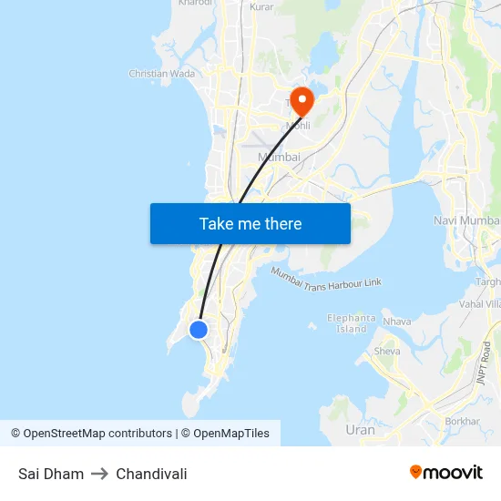 Sai Dham to Chandivali map