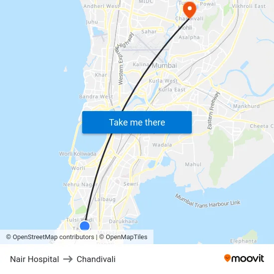 Nair Hospital to Chandivali map