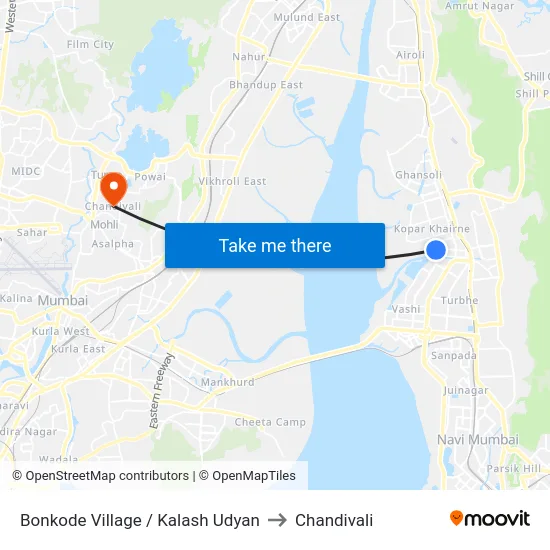 Bonkode Village / Kalash Udyan to Chandivali map