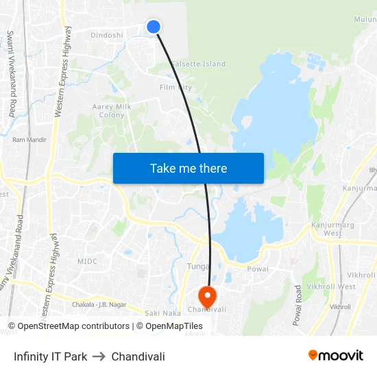 Infinity IT Park to Chandivali map
