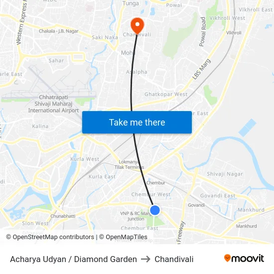 Acharya Udyan / Diamond Garden to Chandivali map