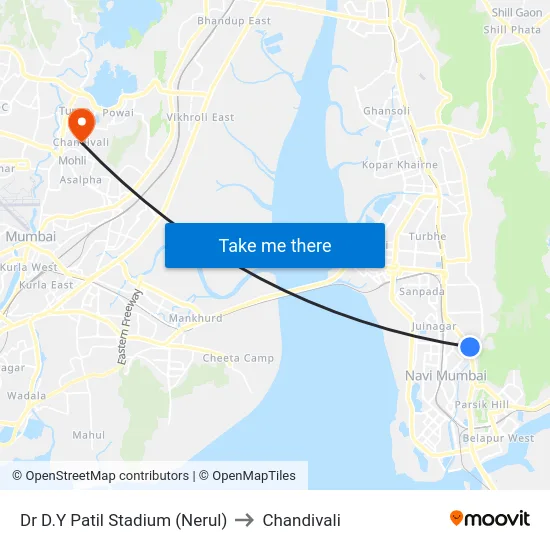 Dr D.Y Patil Stadium (Nerul) to Chandivali map