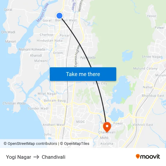 Yogi Nagar to Chandivali map