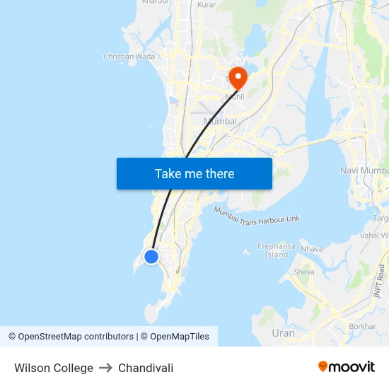Wilson College to Chandivali map