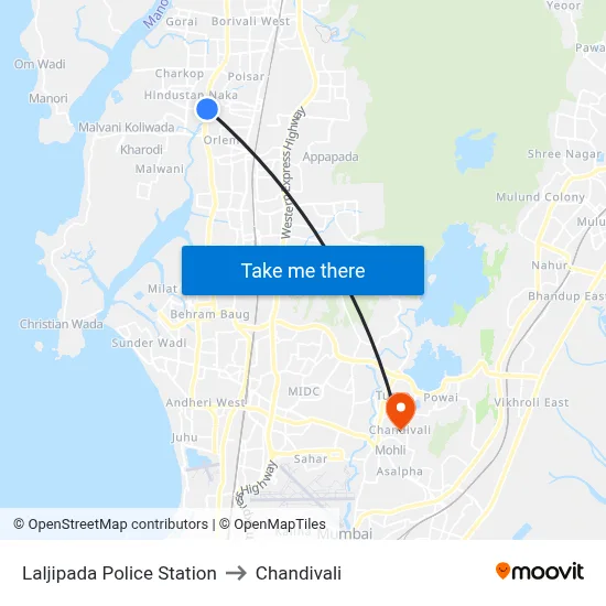 Laljipada Police Station to Chandivali map