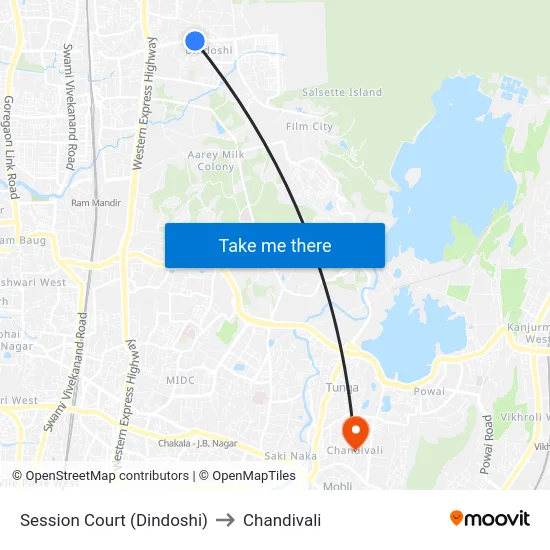 Session Court (Dindoshi) to Chandivali map