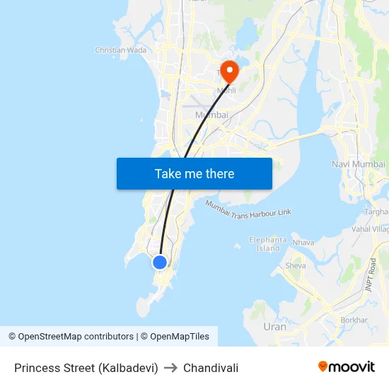 Princess Street (Kalbadevi) to Chandivali map