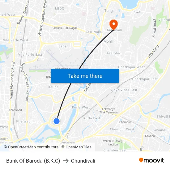 Bank Of Baroda (B.K.C) to Chandivali map