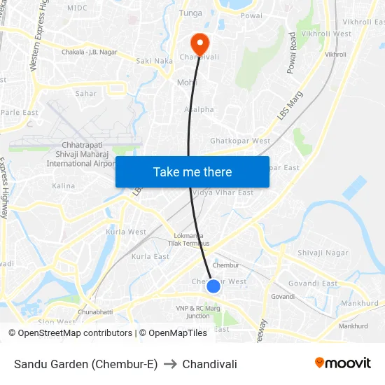 Sandu Garden (Chembur-E) to Chandivali map
