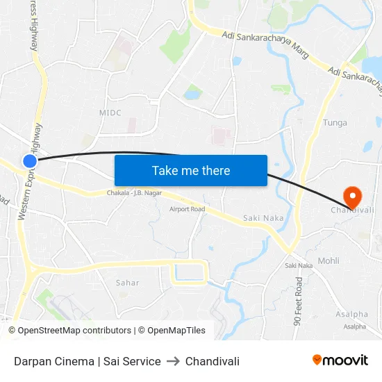 Darpan Cinema | Sai Service to Chandivali map