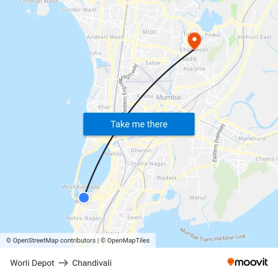 Worli Depot to Chandivali map