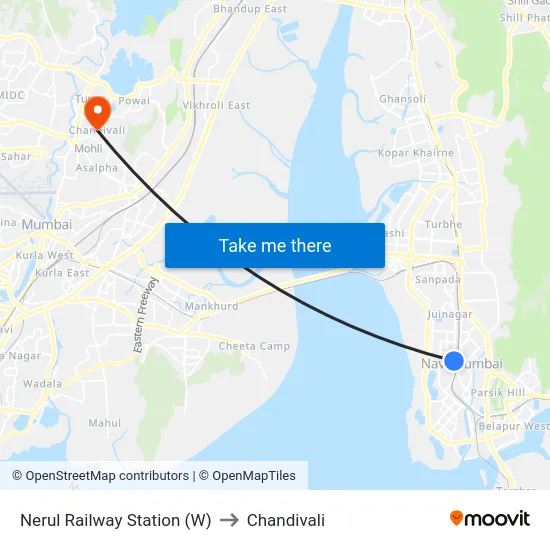 Nerul Railway Station (W) to Chandivali map