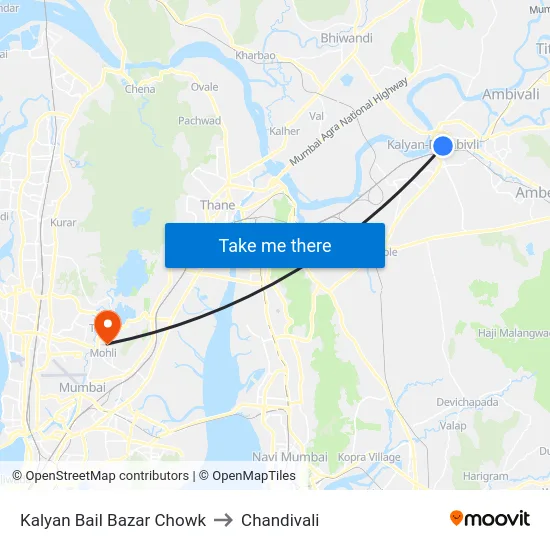 Bail Bazar Chowk (Kalyan) to Chandivali map